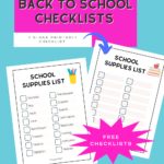 Checklist For Back To School - Back To School Printable 2 pages one with school supplies list and one template checklist for school supply shopping or clothes shopping. DearCreatives.com