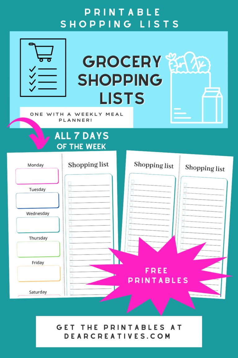 Grocery Shopping List Printables + Meal Planners