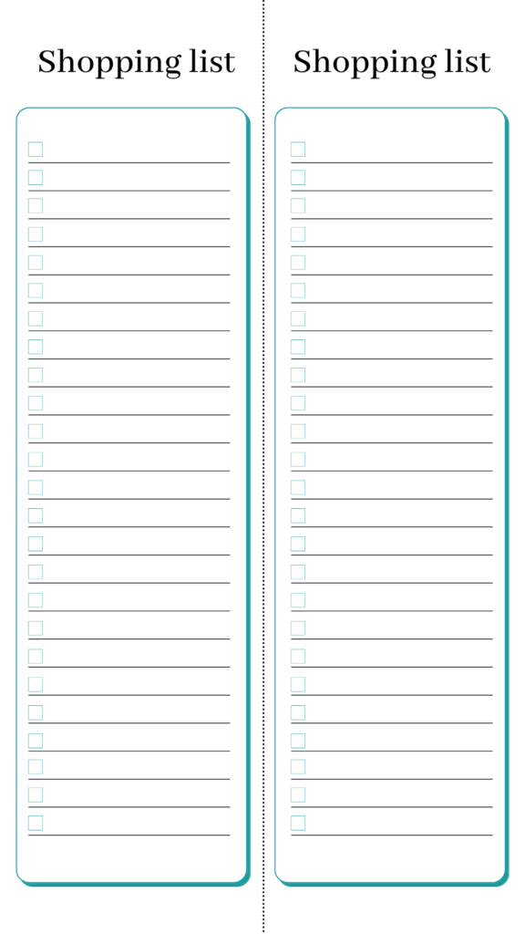 Printable shopping List - Use this shopping list for groceries or for shopping for other things. Grab this free printable shopping list and more at DearCreatives.com 