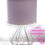 Easy way to cover a lampshade with fabric. No sewing is involved. Pick your choice of fabrics. Get the tips - Find out more and see the DIY lampshade makeover at DearCreatives.com