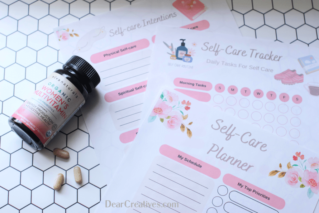 viva naturals organic women's multivitamin review - with a free printable self-care planner ©2022 DearCreatives.com