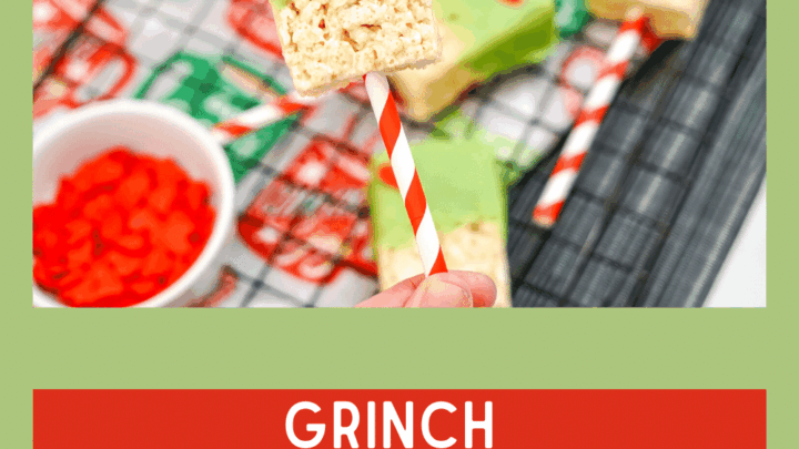 Easy Grinch Rice Krispie Treats - Christmas Rice Krispie Treats Idea - See how easy it is to make Grinch Krispie Treats. Fun and festive holiday ideas. DearCreatives.com
