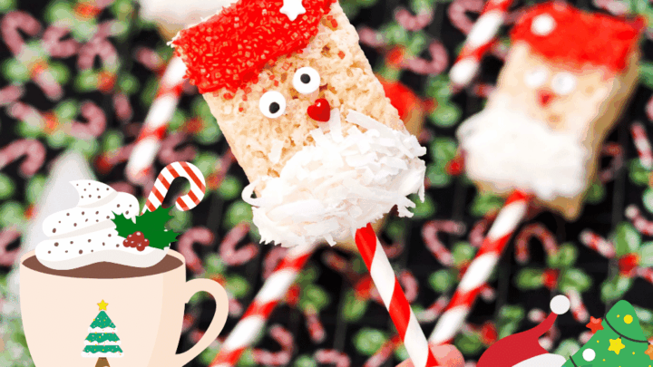 Santa Rice Krispie Treats are such an easy idea for the holidays! Decorate Krispie treats to look like Santas. Find this and more easy Christmas treat ideas at DearCreatives.com