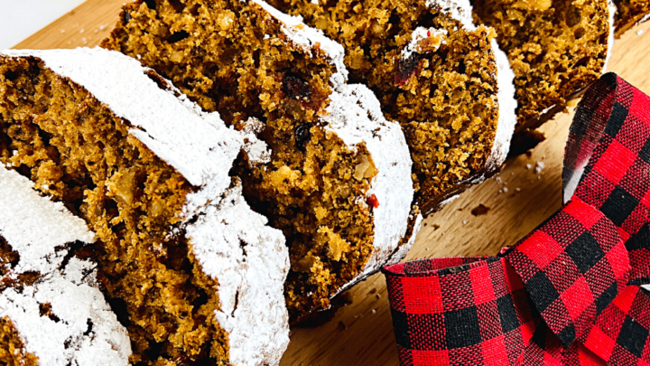 Pumpkin cranberry bread. Dust with powdered sugar, slice the bread, and serve for celebrations and holidays. Get the full instructions - Print the recipe at DearCreatives.com