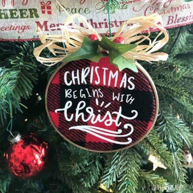 Image for Buffalo Plaid Embroidery Hoop Ornaments 