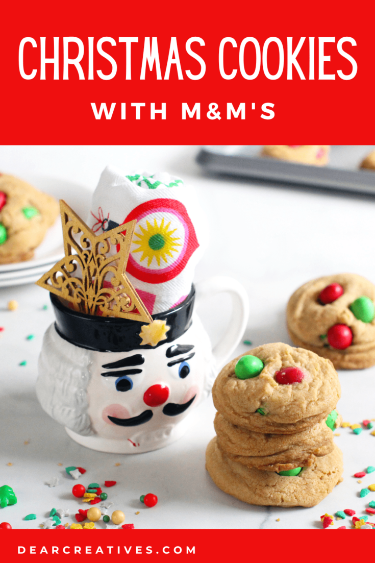 Christmas Cookies With M & M'S - Easy recipe for cookies with M&M'S. Perfect for cookie swaps and holiday cookies for your celebrations. Print the recipe at DearCreatives.com .