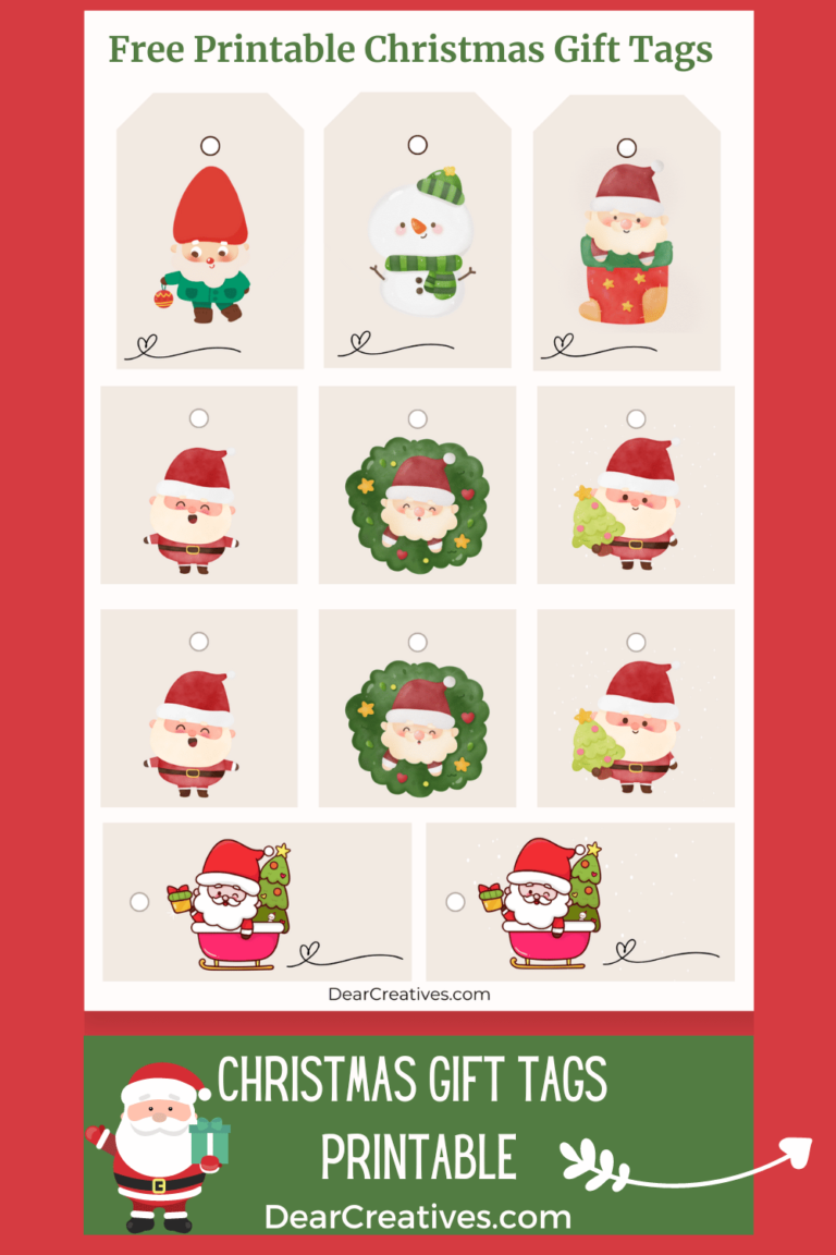 Christmas Gift Tags printable - Find this sheet of gift tags to print and use for adding to Christmas gifts. Get this and more Christmas printables at DearCreatives.com