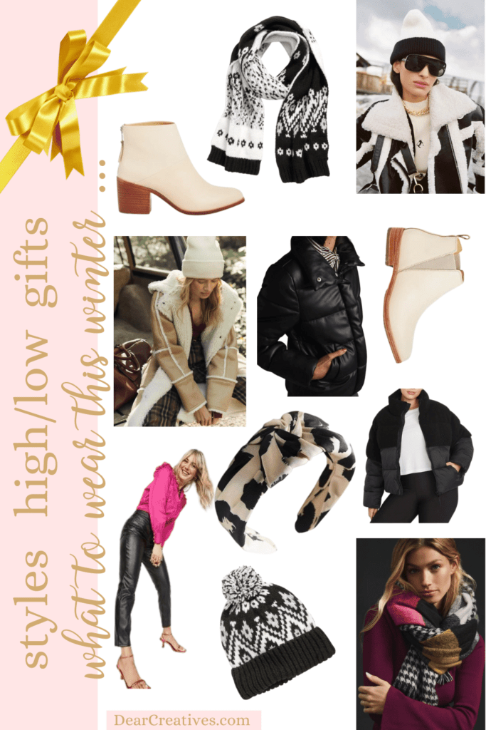 High Low Winter Fashions - What to wear or gift her for winter. Trending styles she will love. See the lists of fashion and styles at DearCreatives.com