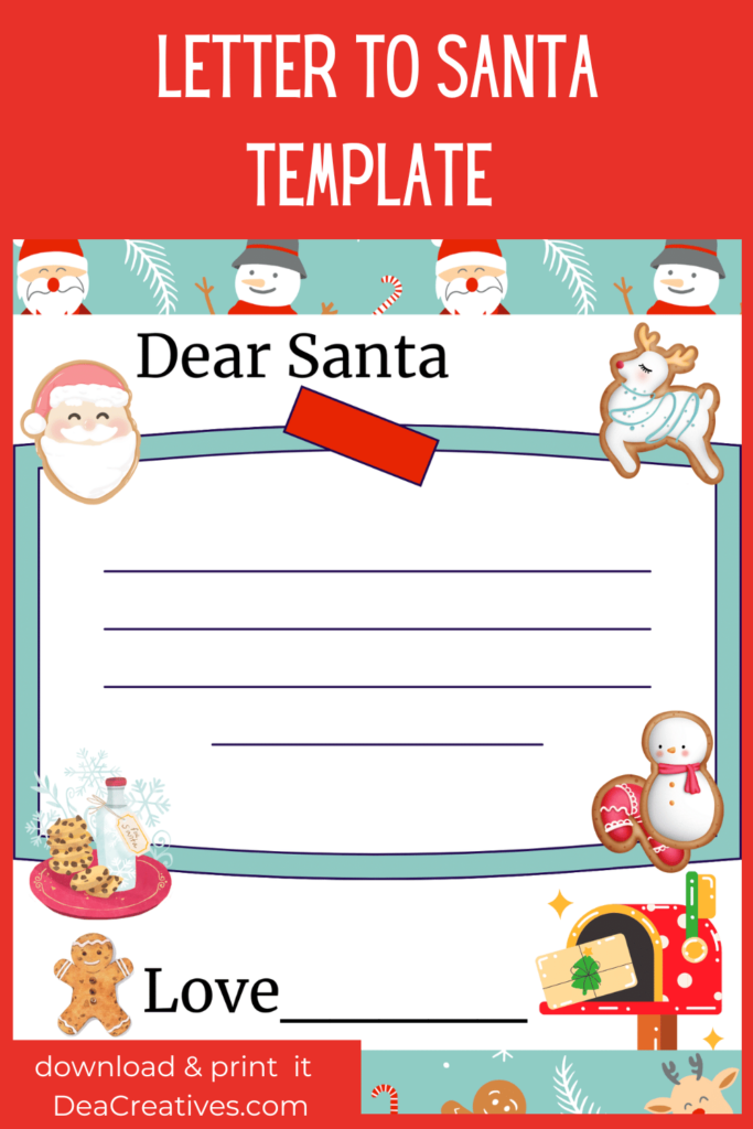 Letter To Santa Template - Print and write a letter to Santa. Letter to Santa Printable - DearCreatives.com