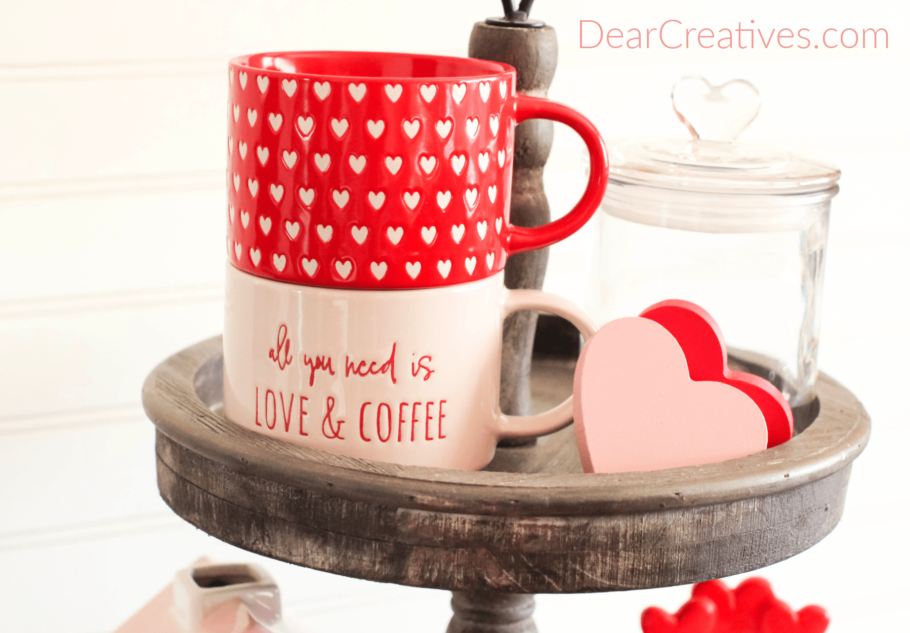 DIY home decor How I styled my tiered shelf for Valentine's Day ©2022 DearCreatives.com