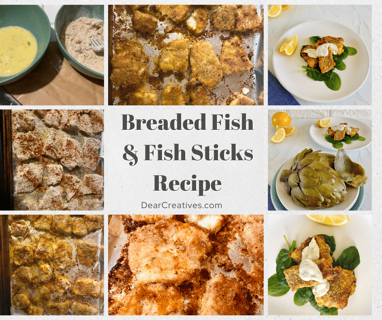 Breaded Fish - Fish Sticks Recipe - Easy to make! Includes breading for the fish recipe to make breaded fish or fish sticks. Get The recipe at DearCreatives.com