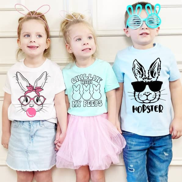 Easter bunny tee shirts for kids spring Easter kids T-shirts 