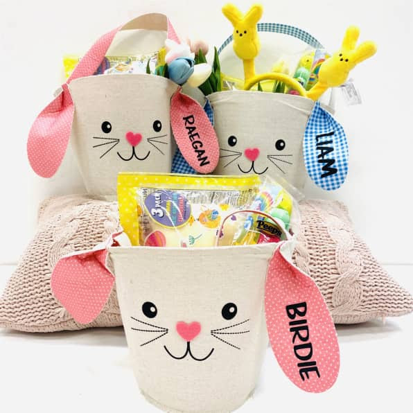 Personalized Easter Baskets - Easter Bunny Basket with handle for carrying