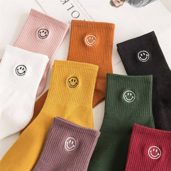 happy face crew socks in multiplehappy face crew socks in multiple colors