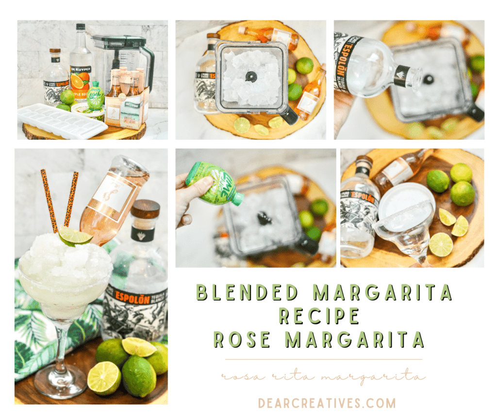 Blended Margarita Recipe steps - Ingredients, instructions, and recipe for a Margarita With Rose - DearCreatives.com