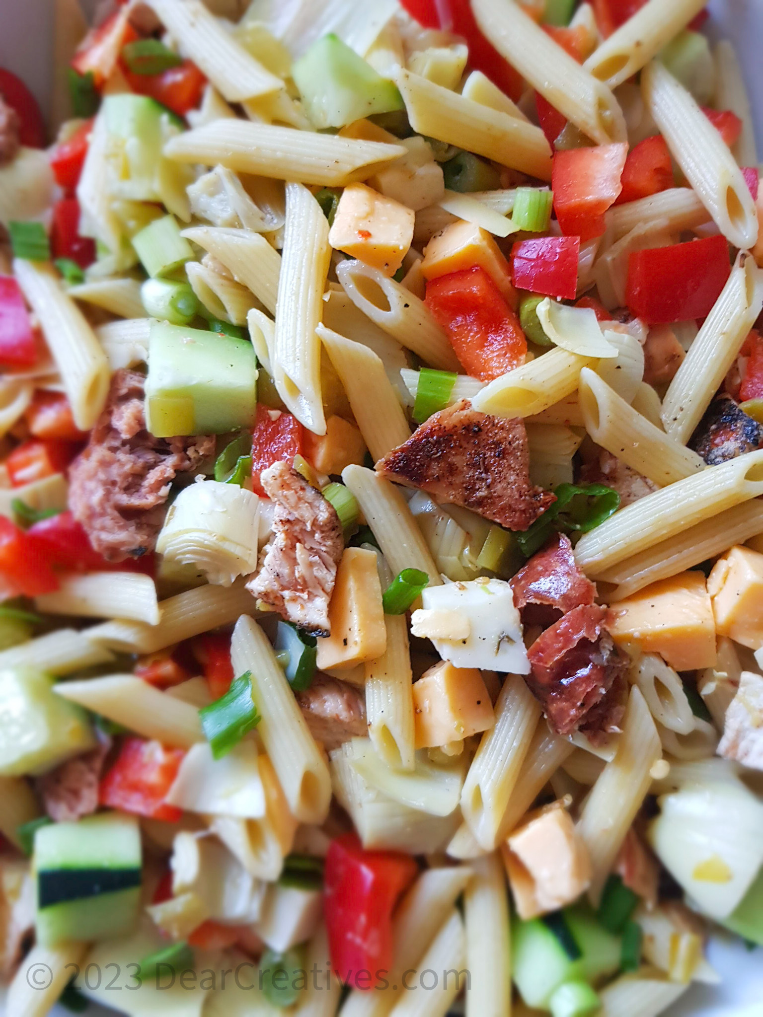 Grilled Chicken Pasta Salad Meaty, Cheesy, & With Veggies Dear Creatives