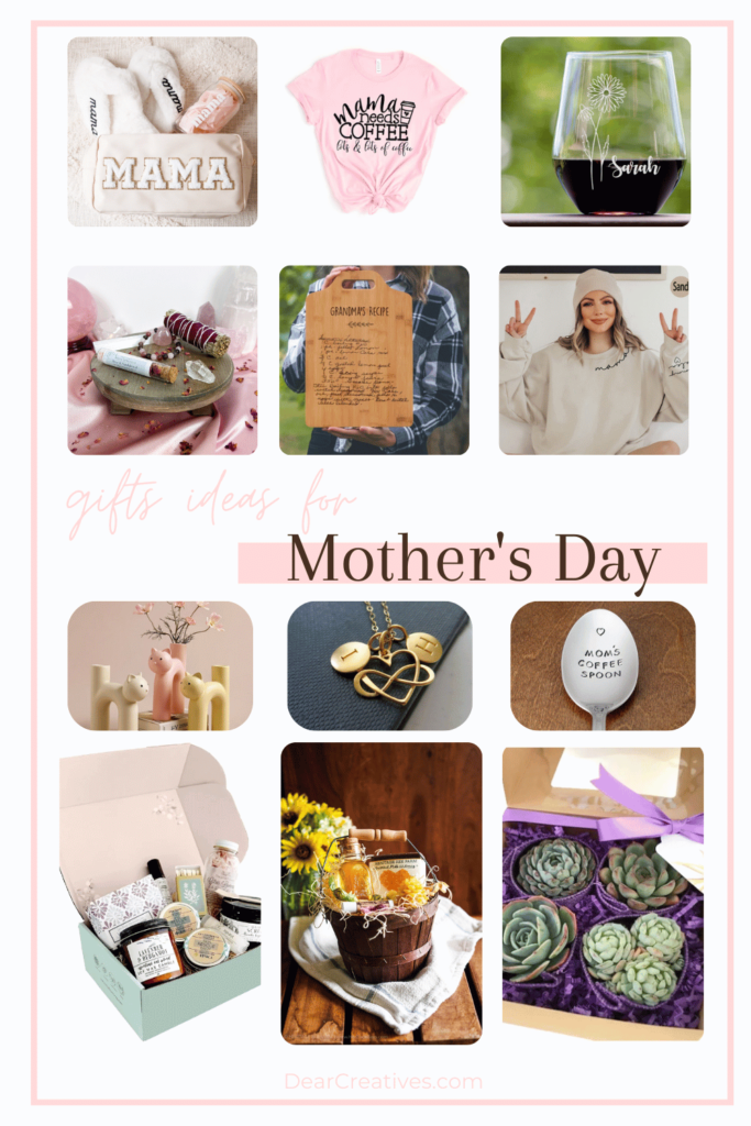 Trendy Mother's Day Gifts - Gift Ideas For Mom - pretty, cute, sentimental, personalized, unique. Gift Ideas DearCreatives.com