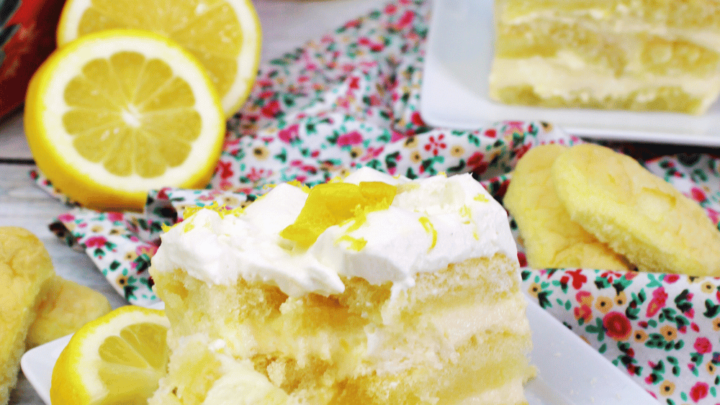 Lemon Tiramisu - This lemon dessert is a delicious twist on tiramisu. Using ladyfingers, mascarpone, whipping cream, lemon juice and limoncello. It's easy to make ahead of time to serve family or guests... print the no-bake dessert at DearCreatives.com