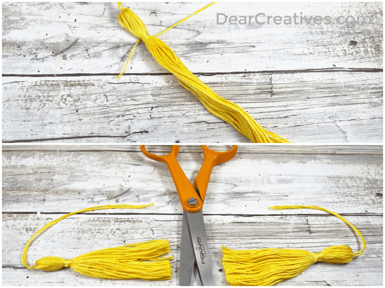 Step 4- A and B for how to make a graduation tassel for a graduation cap. DearCreatives.com