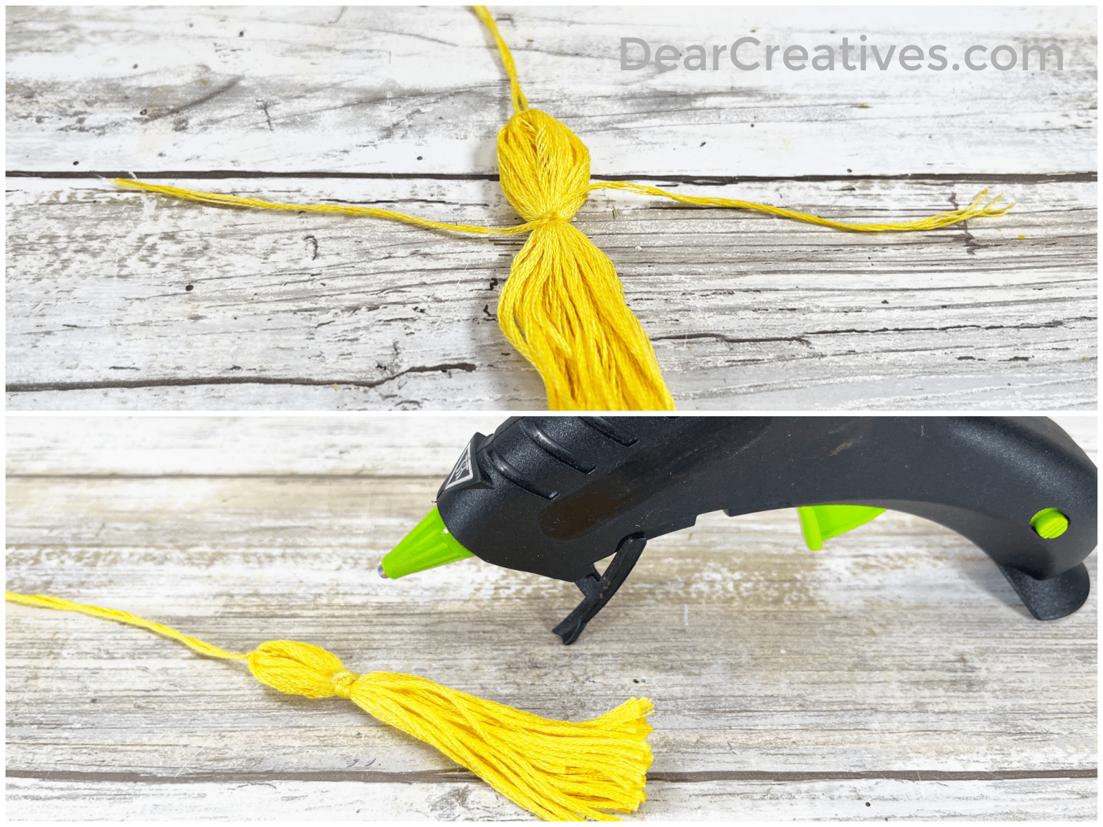 Step 5- A and B for how to make a graduation tassel for a graduation cap. DearCreatives.com