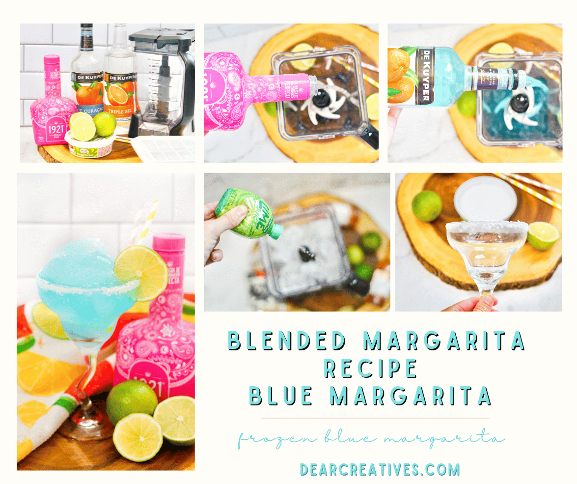Blue Margarita Recipe This is a blended blue margarita the steps - Ingredients, instructions, and recipe for a Frozen Blue is at DearCreatives.com