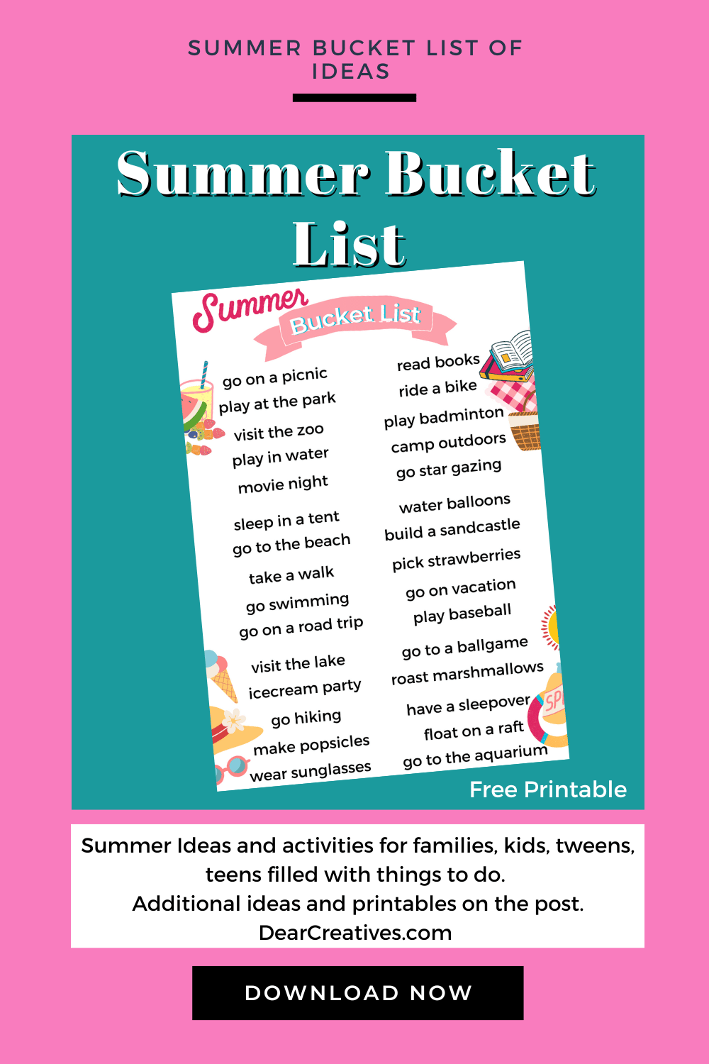 Best Summer Bucket List Free Google Docs Template 