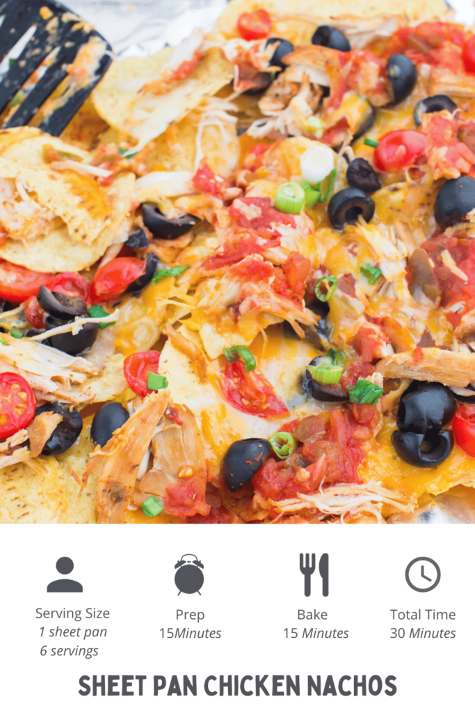 Sheet Pan Chicken Nachos - Grab this easy to make recipe for chicken nachos at DearCreatives.com You will love it!