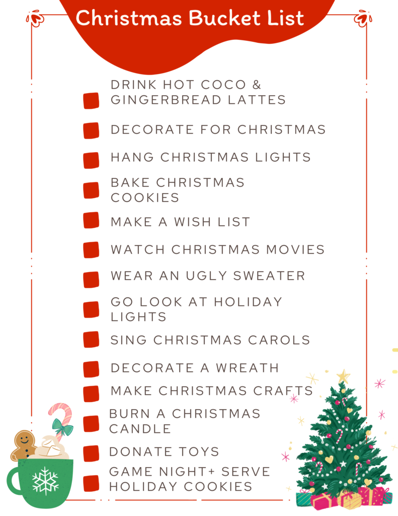 Christmas Bucket List Printable - DearCreatives.com (PNG FILES for Christmas Bucket List)