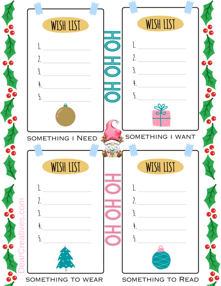 Christmas Wish List  – Printables and Templates