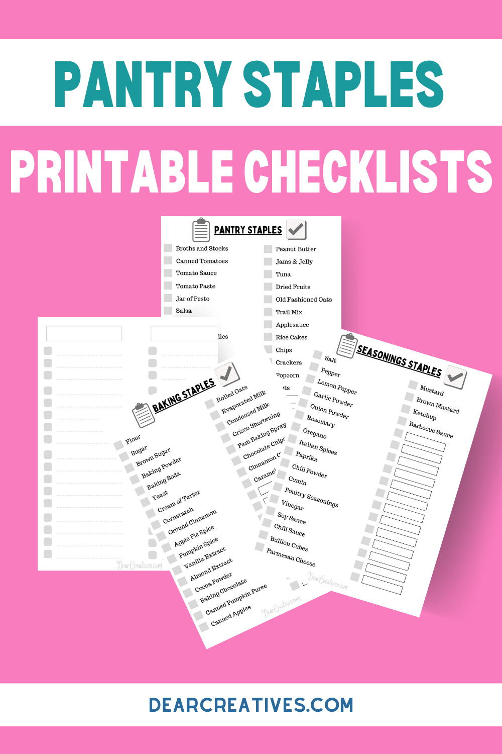 Printable Pantry Checklists Dear Creatives