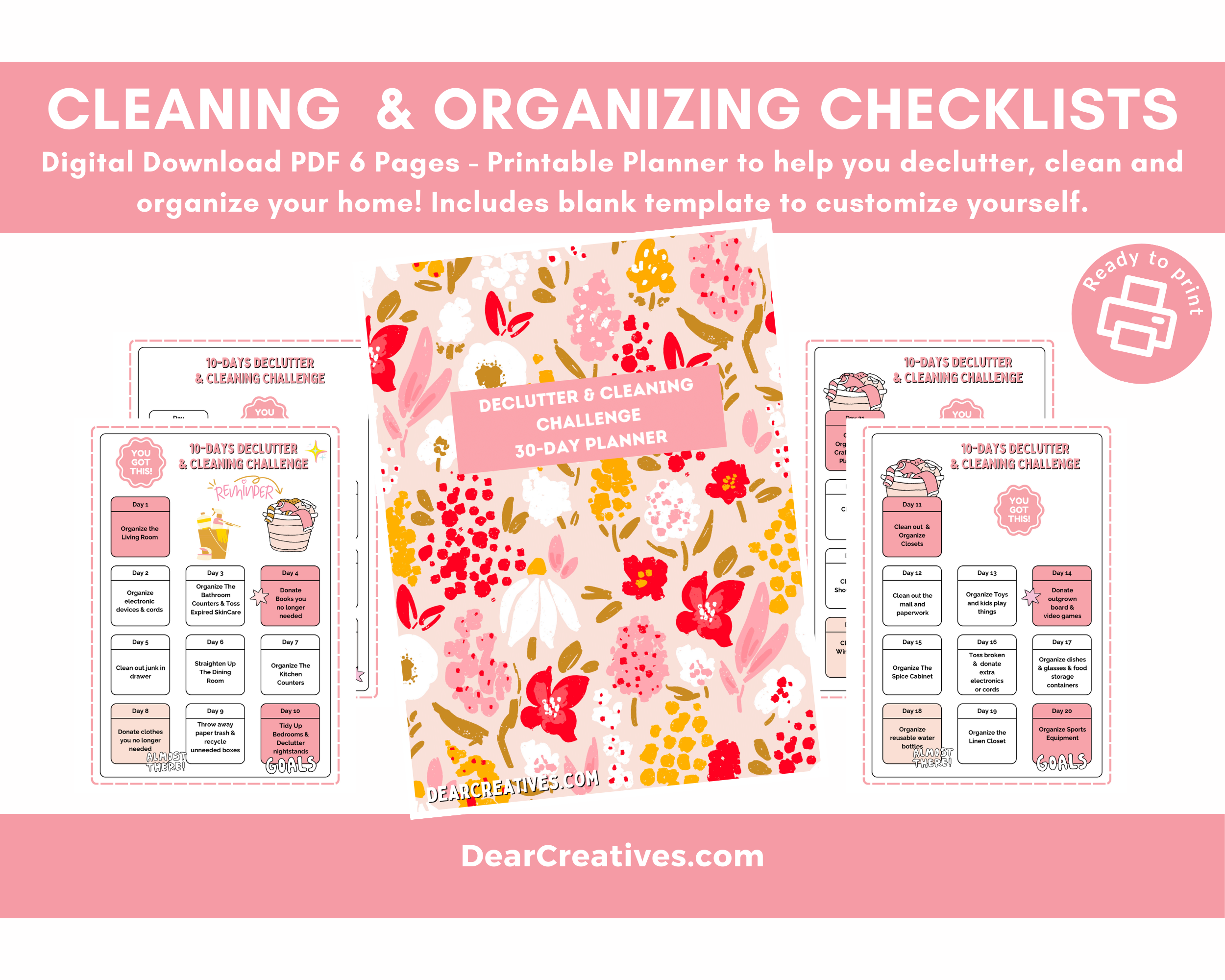 Cleaning Checklist For House Printable – Cleaning Schedule & Declutter ...