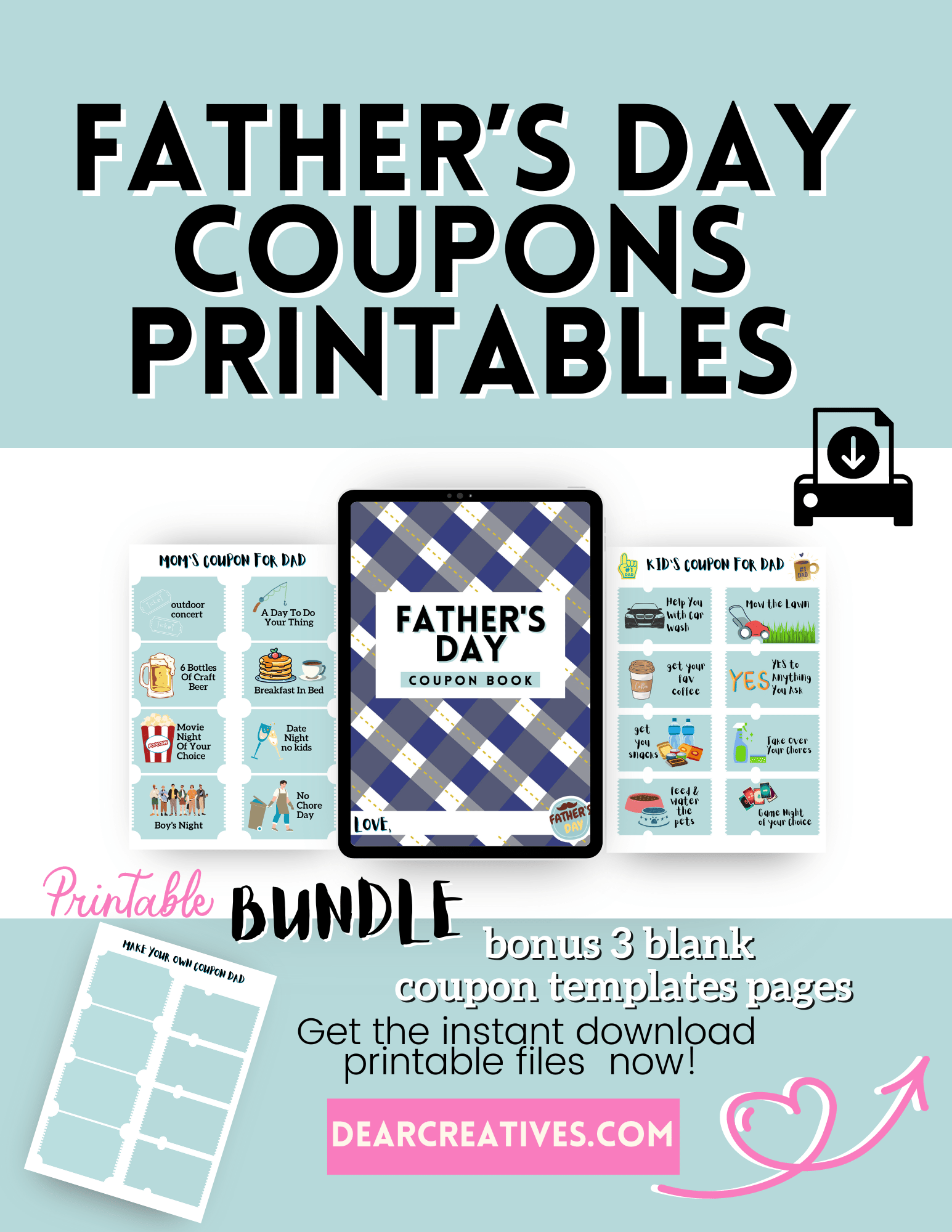 Father s Day Coupons Printables (3 pages plus template) Dear Creatives Father s Day Coupons Printables (3 pages plus template) Dear Creatives