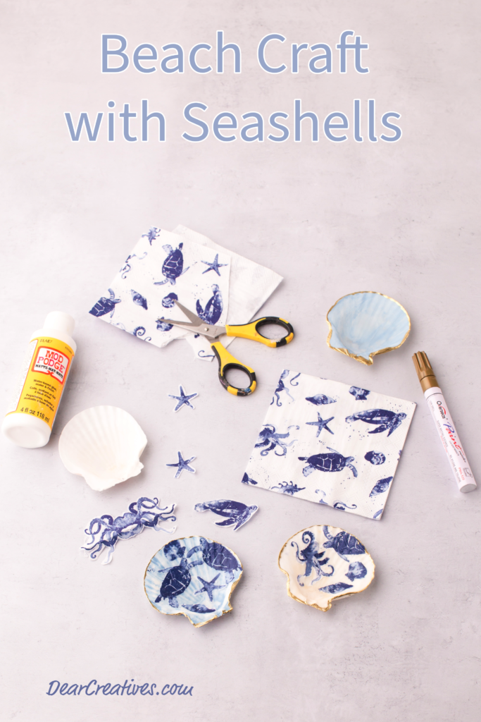 Beach Craft With Seashells Decoupage Craft with Seashells - ©2024 Theresa Huse DearCreatives.com