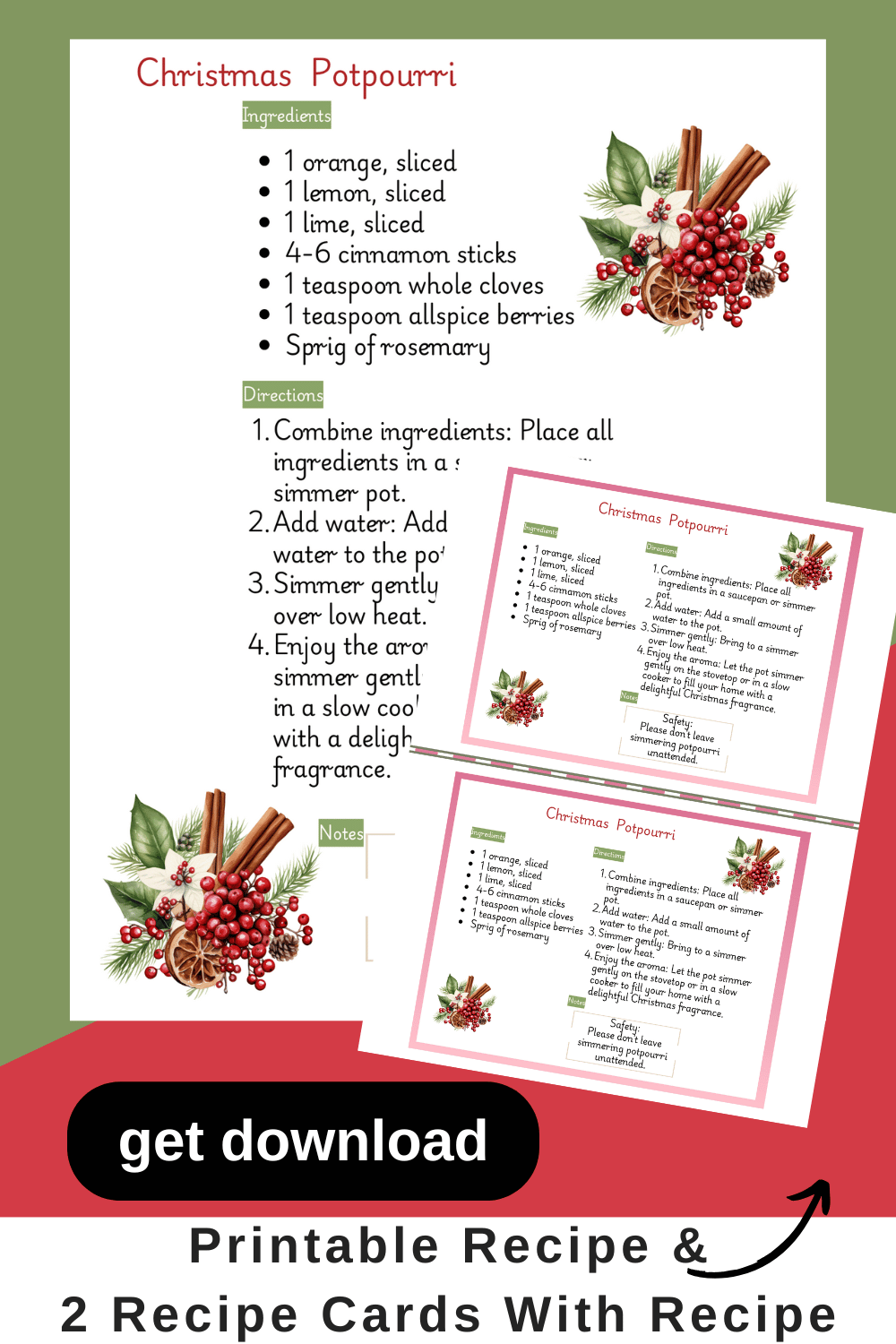 Printable Christmas Potpourri Recipe: DIY Simmer Pot Dear Creatives