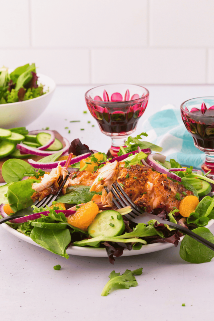 favorite salad greens. Make it for dinner or make a dinner of surf and turf. Get the recipe at DearCreatives.com
