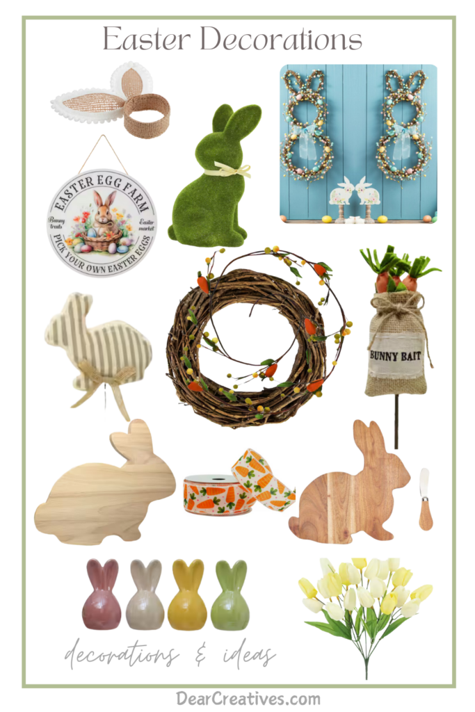Easter Decorations and Easter DIY Decorations to make your home, living room, table tops, tiered trays... decorated for spring and Easter! DearCreatives.com