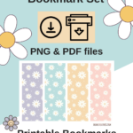 Printable Bookmarks - Spring Summer Bookmark Set With Cute Daisies and pretty colors. Get the PNG PDF files print and enjoy the bookmarks! DearCreatives.com