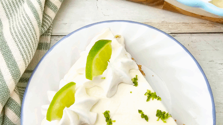 Key Lime Pie Recipe (No-bake) Creamy, key lime pie with a graham cracker crust. Easy to make ahead of time, chill several hours and enjoy! DearCreatives.com