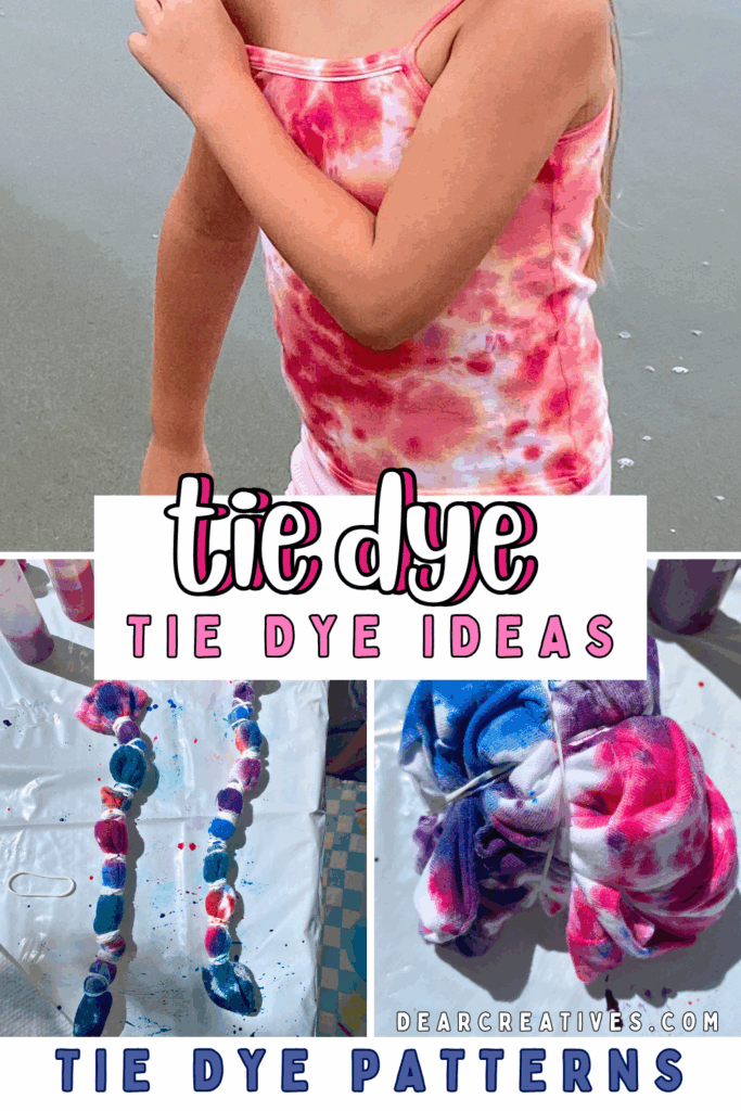 Tie dye ideas, patterns, and how to tie dye t-shirts and socks... This is a fun craft and activity for kids, teens and adults! DearCreatives.com