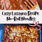 Easy gluten-free lasagna is over! This no-boil recipe is layered with a rich beef and Italian pepper sauce and three kinds of cheese. It’s simple enough for a busy weeknight yet delicious enough for a special occasion. Get the recipe DearCreatives.com #gfrecipes #easylasagna #glutenfreelasagna #easydinners #noboil