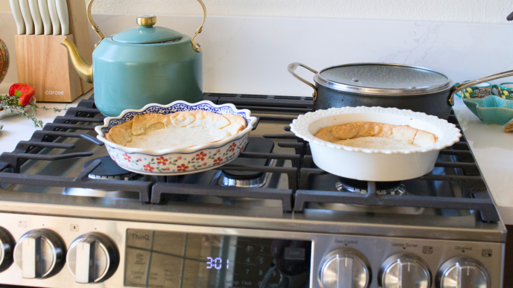a flaky golden crust baked until golden brown and cooling, ready to make a pie with